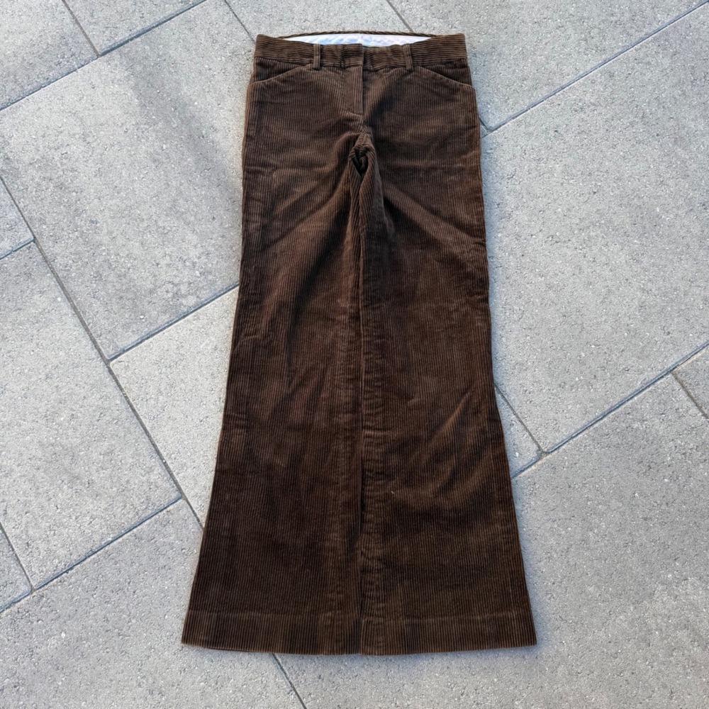 Theory Brown Wide Leg Corduroy Pants Size 00 Trousers Low Rise Flare